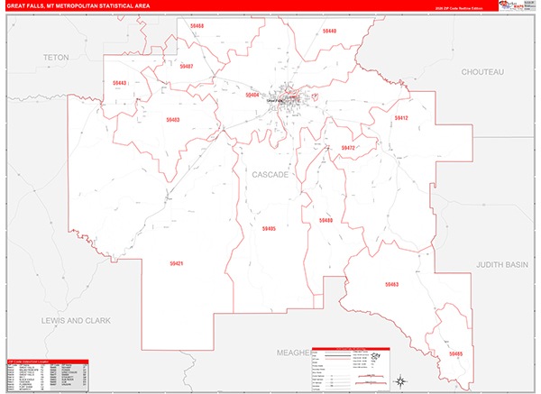 Great Falls Metro Area Wall Map